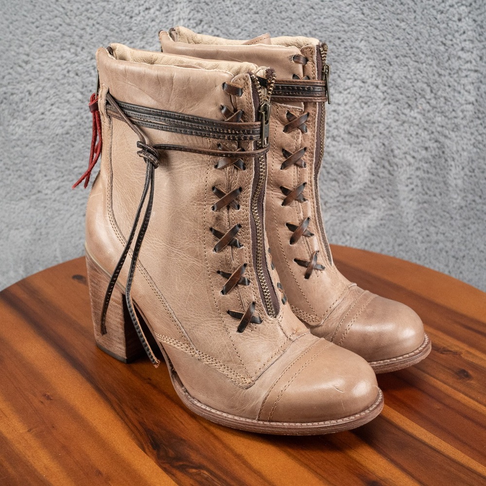 Freebird By Steven Bailey Distressed Tan Leather Boots Booties Shoes, Size 11